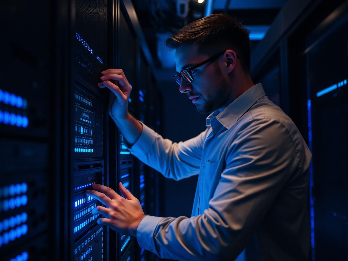 Técnico de TI da TIRS em data center